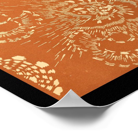  Japanse muur - Kunst rood Poster (Hoek)