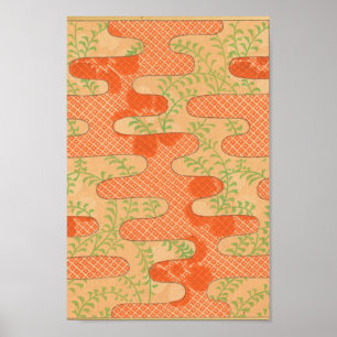  Japanse muur - Kunst rood Poster