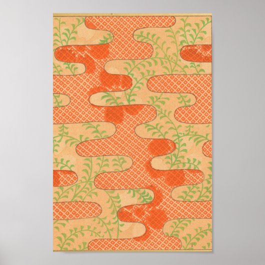  Japanse muur - Kunst rood Poster (Voorkant)