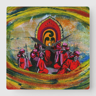 Japanse muzikanten vierkante klok