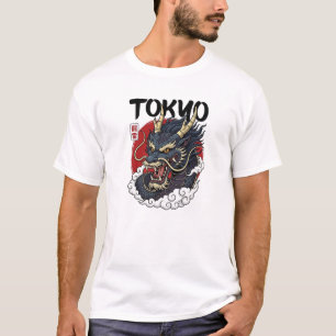 Japanse mythologische draak kunst ontwerp t-shirt