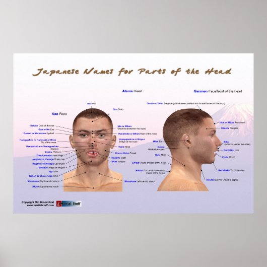 Japanse namen voor delen van het hoofd poster (Voorkant)