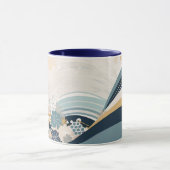 Japanse Navy Bloemen & Golven Mok (Midden)