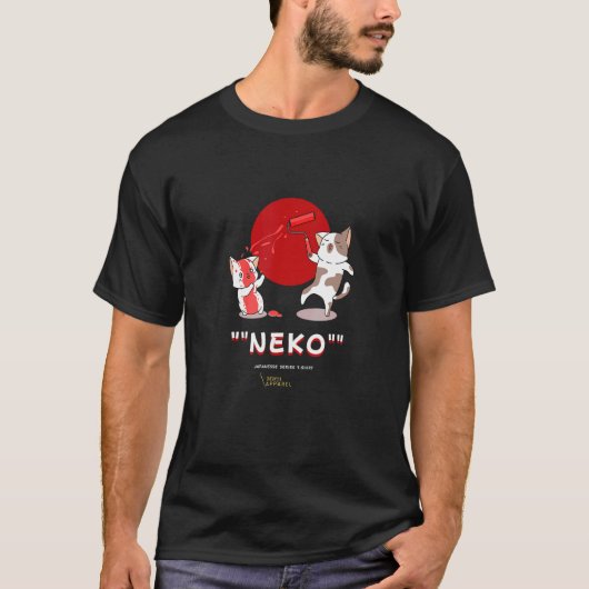 Japanse Neko Kat voor kat mannen vrouwen T-shirt (Voorkant)