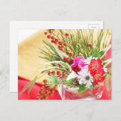 Japanse nieuwjaarsbloemen feestdagenkaart (Voorkant / Achterkant)