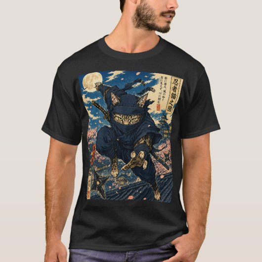 Japanse Ninja Kat T-shirt  (Voorkant)