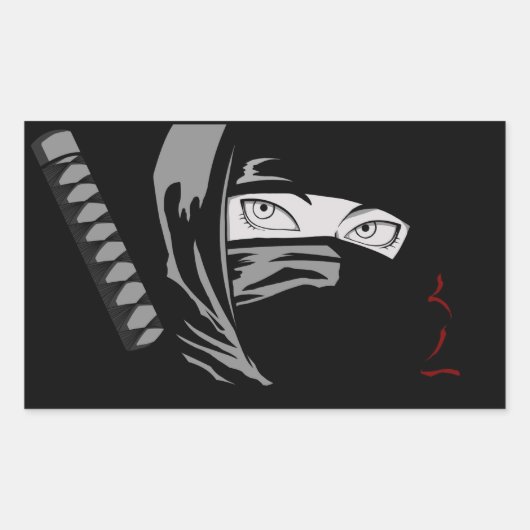 japanse ninja vrouw Kunoichi Rechthoekige Sticker (Voorkant)