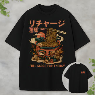 Japanse Noedelkom Grafische Oplaadbeurt +100HP T-shirt