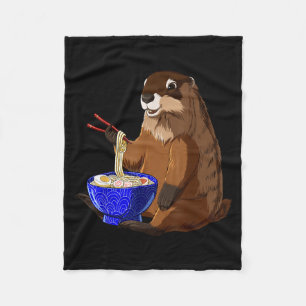 Japanse Noedels Kawaii Ramen Kom Funny Groundhog Fleece Deken