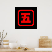 Japanse nummer vijf 五 【 gaat 】 Kanji Poster (Keuken)