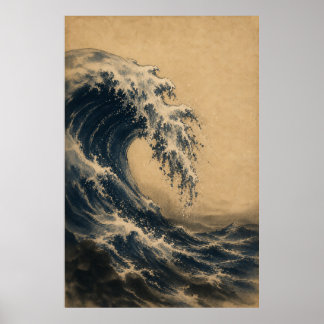 Japanse Oceaangolf Japandi Muurkunst Poster