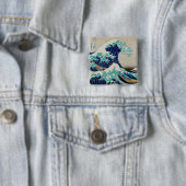 Japanse oceaangolven asthetische strand esthet vierkante button 5,1 cm (In situ)