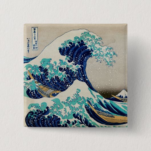 Japanse oceaangolven asthetische strand esthet vierkante button 5,1 cm (Voorkant)