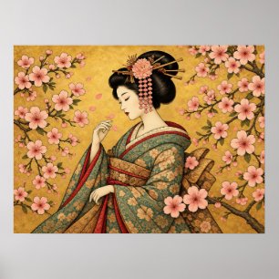 Japanse Oiran Kersenbloesem Poster