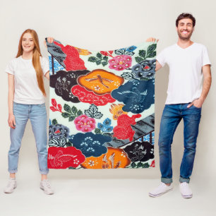 Japanse Okinawan-kleurstof (Bingata) Fleece Deken