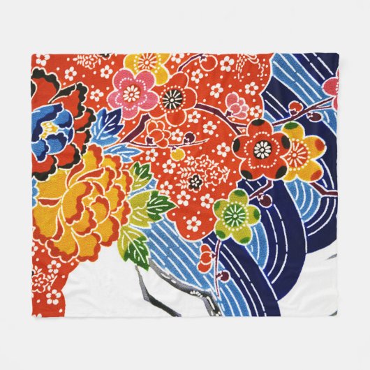 Japanse Okinawan-kleurstof (Bingata) Fleece Deken (Voorkant (Horizontaal))