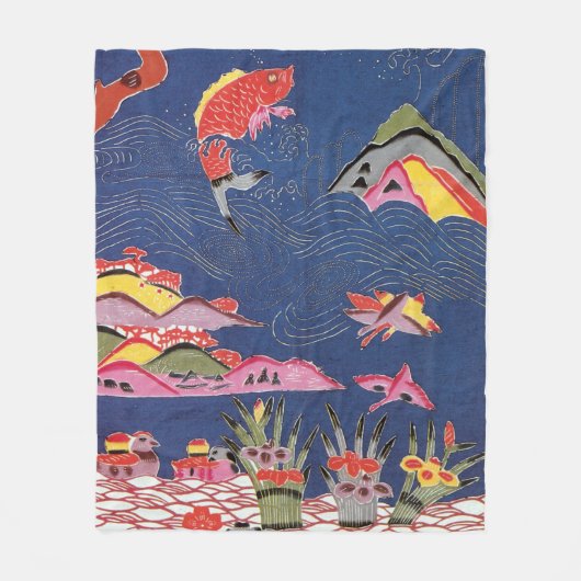 Japanse Okinawan-kleurstof (Bingata) Fleece Deken (Voorkant)