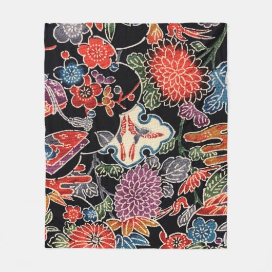 Japanse Okinawan-kleurstof (Bingata) Fleece Deken (Voorkant)