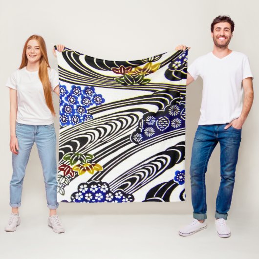 Japanse Okinawan-kleurstof (Bingata) Fleece Deken (In situ)