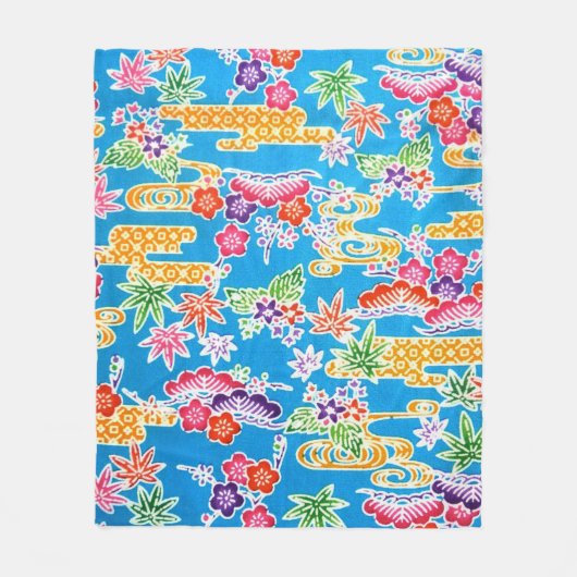 Japanse Okinawan-kleurstof (Bingata) Fleece Deken (Voorkant)