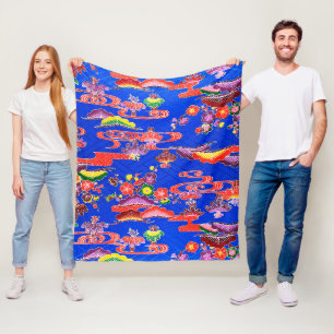 Japanse Okinawan-kleurstof (Bingata) Fleece Deken