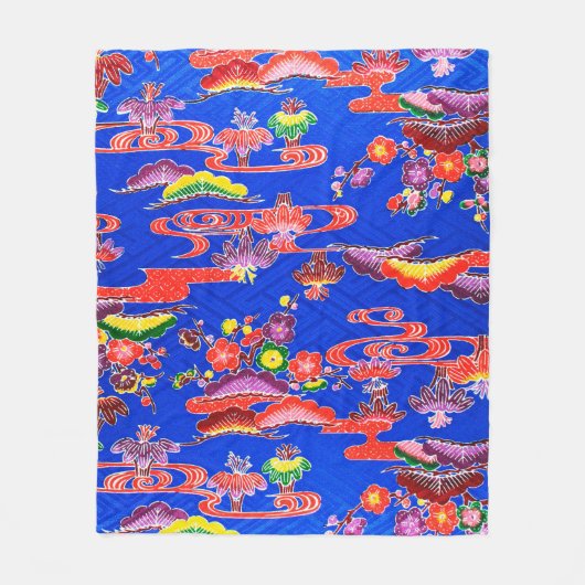 Japanse Okinawan-kleurstof (Bingata) Fleece Deken (Voorkant)