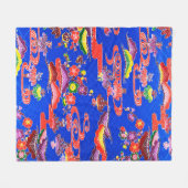 Japanse Okinawan-kleurstof (Bingata) Fleece Deken (Voorkant (Horizontaal))