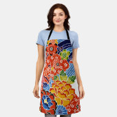 Japanse Okinawan-kleurstof (Bingata) Schort (Gedragen)