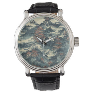 Japanse olielandschapsschilderij koele fantasie horloge