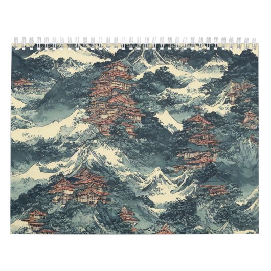 Japanse olieverschilderingslandschap kalender (Hoes)