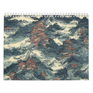 Japanse olieverschilderingslandschap kalender