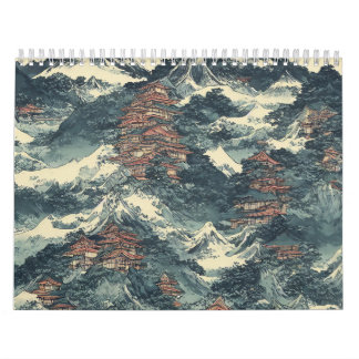 Japanse olieverschilderingslandschap kalender