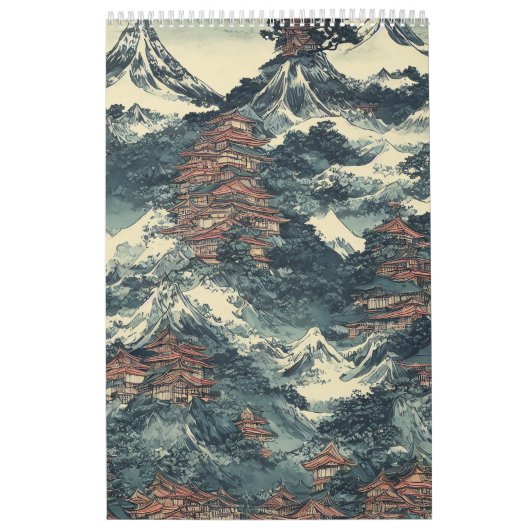 Japanse olieverschilderingslandschap kalender (Hoes)