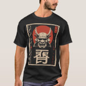Japanse Oni Demon Mask Red Sun Art T-shirt (Voorkant)