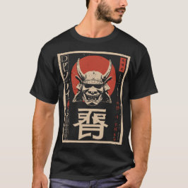 Japanse Oni Demon Mask Red Sun Art T-shirt