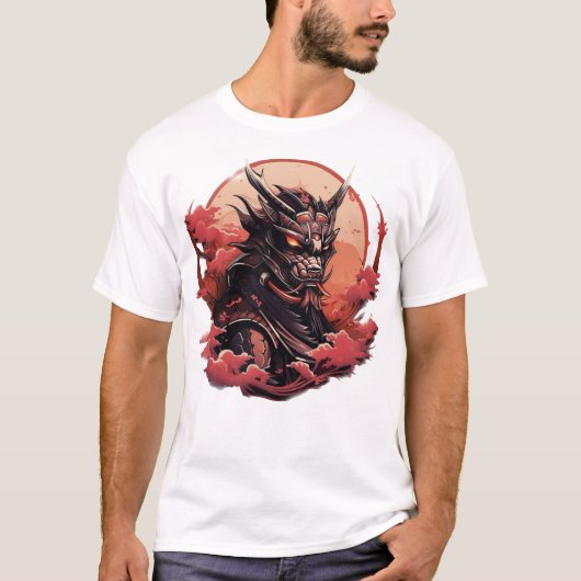 japanse oni demonen krijger samurai dragon t-shirt (Voorkant)