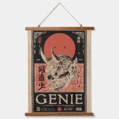 Japanse Oni Mask Art | Wabi Sabi Genie Design Hangend Wandkleed (Voorkant)
