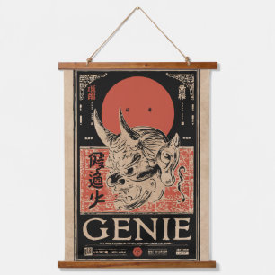 Japanse Oni Mask Art Wabi Sabi Genie Design Hangend Wandkleed