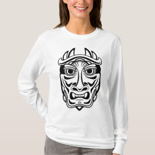 Japanse Oni-masker Tribale Demon Line Art T-shirt