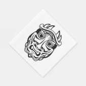 Japanse Oni-masker Tribale Demon Linekunst Servet (Hoek)