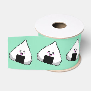 Japanse Onigiri Sushi Lieve Kawaii Voedsel Patroon Grosgrain Lint