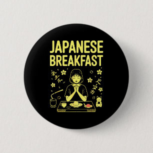 Japanse Ontbijt Zen Ochtend Miso Rijst Thee Grafie Ronde Button 5,7 Cm
