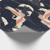 japanse ooievaars in  stijl op groene achtergrond cadeaupapier (Hoek)