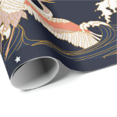 japanse ooievaars in  stijl op groene achtergrond cadeaupapier (Rol Hoek)