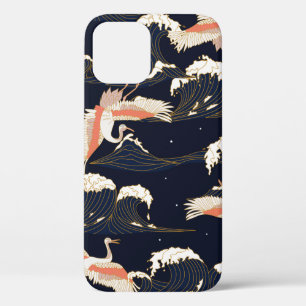 japanse ooievaars in stijl op groene achtergrond Case-Mate iPhone case