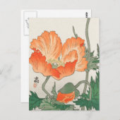  japanse Oranje papaverbloem, ohara koson Briefkaart (Voorkant / Achterkant)