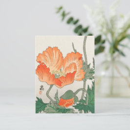  japanse Oranje papaverbloem, ohara koson Briefkaart