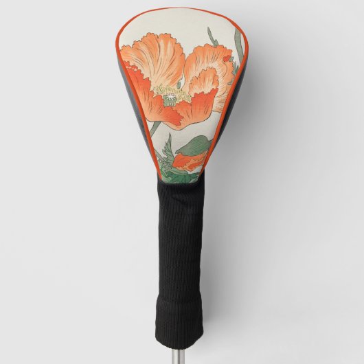 japanse Oranje papaverbloem, ohara koson Golfheadcover (Voorkant)