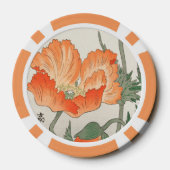  japanse Oranje papaverbloem, ohara koson Poker Chips (Achterkant)