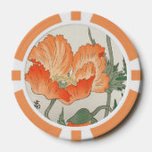  japanse Oranje papaverbloem, ohara koson Poker Chips (Voorkant)
